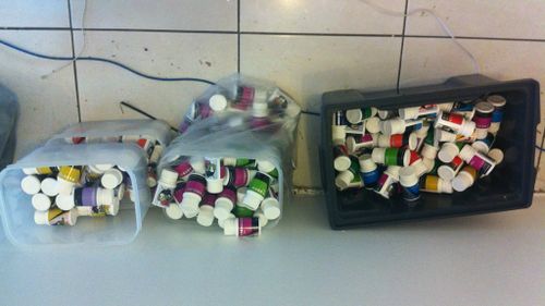 Vials seized during a police raid in Sydney. (supplied)