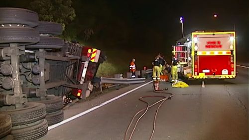 The truck was carrying 30 tonnes of alcohol. (9NEWS)