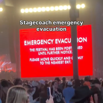 Stagecoach Music Festival 2026 wild wind extreme weather emergency evacuation