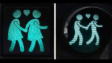 <p>Crossing the road in Vienna is now a happy and colourful undertaking. </p><p>
The Austrian capital has installed new crossing lights that celebrate peoples' relationships of all types. </p><p>
What have long been depicted as lone stickmen of red and green have become gay, lesbian and straight couples as well as single women. </p><p>
The crossing-light couples embrace each other as they wait to walk and lovingly hold hands as they venture out onto the road. </p><p>
Their installations at 47 crossings throughout Vienna are intended to promote a number of ideas of tolerance and coincide with the Eurovision Song Contest the will be hosted in the city later this month; Austrian cross-dressing diva Conchita Wurst took the top gong last year. </p><p>
Take a click through the colourful crossings. (Photos via AFP)</p>