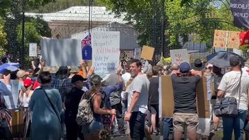 Protesters arrive at Melbourne Cup gate