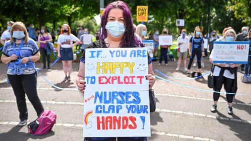 Nurses and other frontline NHS workers stage a protest Glasgow Green after being left out of a public sector pay rise on August 08, 2020 in Glasgow, United Kingdom