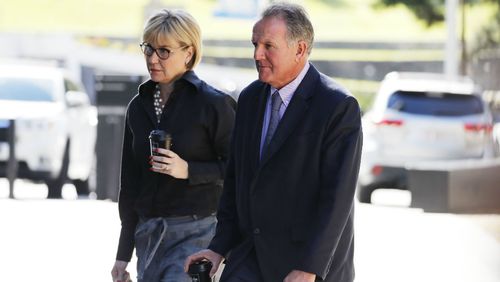 Helen and Joe Wagner arrive at Brisbane Supreme Court today. Picture: AAP
