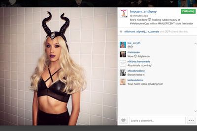 Imogen Anthony celebrated in Sydney with a re-hash of her Maleficent Halloween outfit. Nice one, Immy.<br/><br/>Image: Instagram