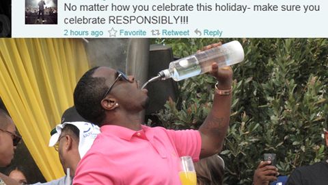 P Diddy tweets: ‘drink responsibly’, guzzles vodka straight from the bottle