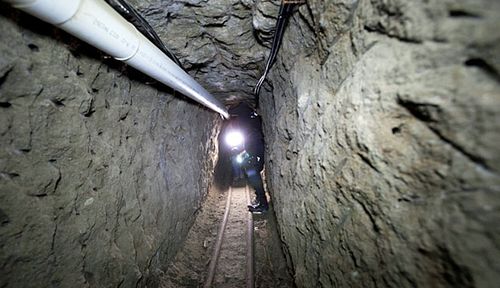 The tunnel in north west Mexico which "El Chapo" used to make his escape last year before being arrested. (AP).       