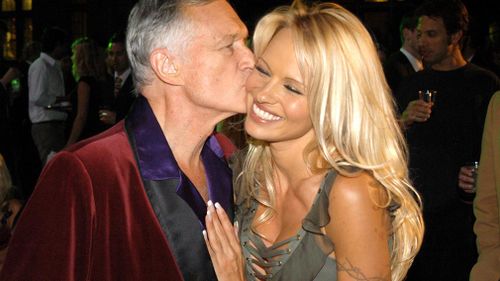 Hugh Hefner and Pamela Anderson during The Official Launch Party For Spike TV At The Playboy Mansion. (Getty)