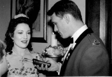 Tamara Sloper Harding and husband Adrian Harding on their wedding day 1999.