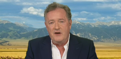 Piers Morgan pictured during interview with Tucker Carlson