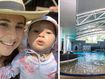 Layla Kalach and her daughter (left) and the baby pool at Hurstville Aquatic Centre (right). 