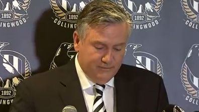 Eddie McGuire resigning as president of the Collingwood Football Club.