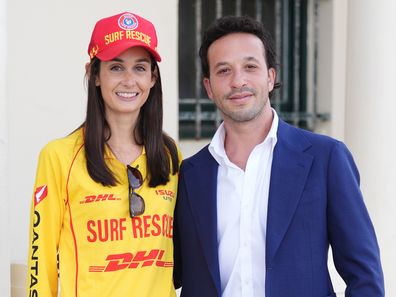 Elon Zizer with lifesaver Dr Sarah Lonie, who saved his life when he was shot during the 2025 Bondi Beach terror attack, on April 17, 2026 in Sydney, Australia. 
