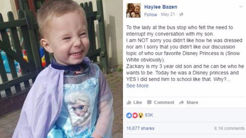 Mother whose son wore a Disney dress hits back at public criticism