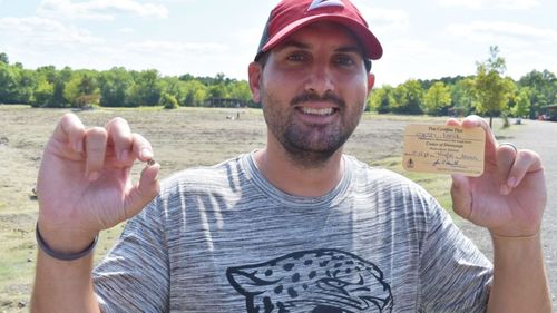 Josh Lanik, 36, was vacationing with his family when he discovered a brandy-colored gem at Crater of Diamonds State Park in Murfreesboro, Arkansas.