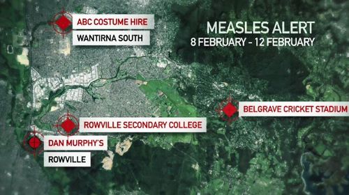 These are the locations the infected man visited. (9NEWS)