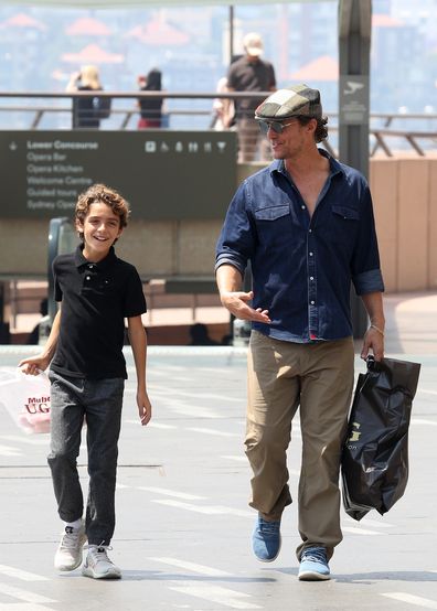 Matthew McConaughey pictured at Sydney Opera House with his son Levi