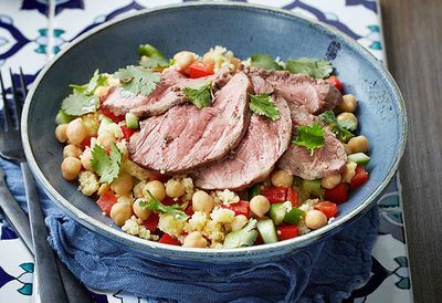 Recipe: <a href="/recipes/ilamb/9020464/kate-waterhouses-sumac-roast-lamb-with-couscous-salad " target="_top">Kate Waterhouse's sumac roast lamb with couscous salad (35 minutes)</a>