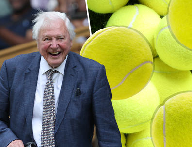 David Attenborough with tennis balls