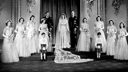 The Queen and Prince Philip on their wedding day. Picture: AAP