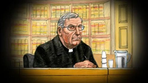 Pell wore his clerical collar in court for the appeal.