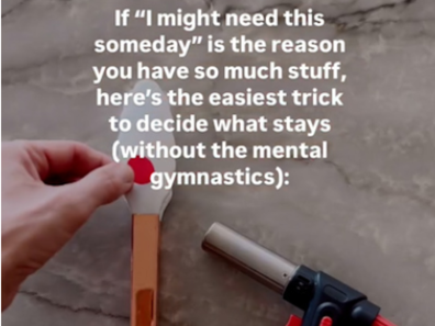 Woman explains the Dot and Ditch decluttering method