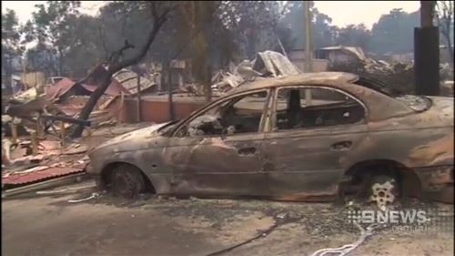 A burnt-out car in Yarloop. (9NEWS)
