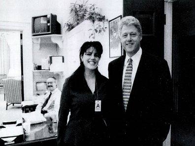 A photograph showing former White House intern Monica Lewinsky meeting President Bill Clinton at a White House function submitted as evidence in documents by the Starr investigation and released by the House Judicary committee September 21, 1998.