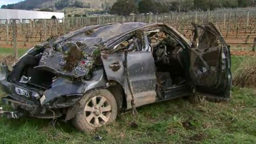 The car rolled several times, and Cooper Ratten flew at least 60m. (9NEWS)