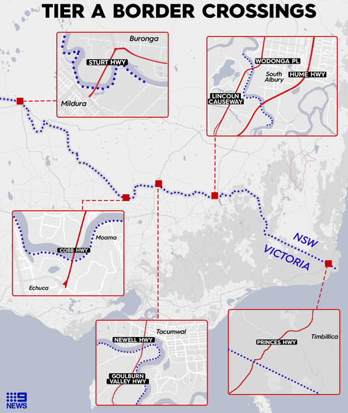 The tier A border crossings.