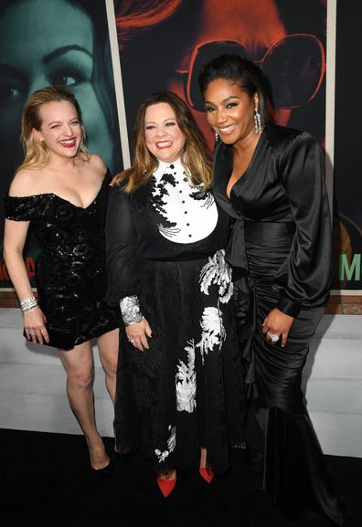 (L-R) Elisabeth Moss, Melissa McCarthy, and Tiffany Haddish attend the premiere of The Kitchen at TCL Chinese Theatre on August 05, 2019 in Hollywood, California. (Photo by Kevin Winter/Getty Images)