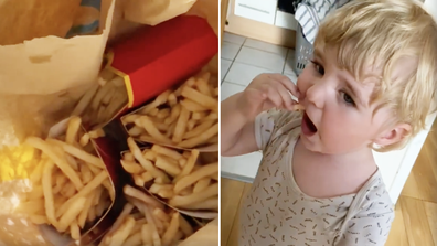 McDonald's fries / small child eating fries