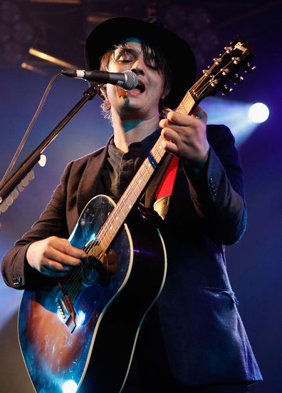Musician and artist Pete Doherty performs live on the Main Stage during day three of Reading Festival 2011 on August 28, 2011 in Reading, England.