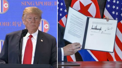 Trump revealed details of the pledge signed between himself and the Chairman. Picture: AP