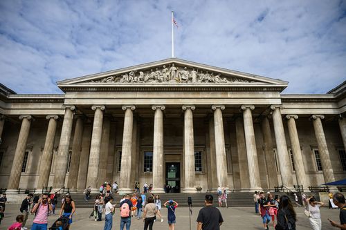 General view of the exterior of the British Museum in London, England