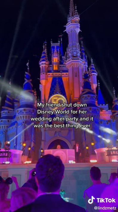 Bride and groom shut down Disney World for 'amazing' wedding afterparty.