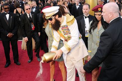 Sacha Baron Cohen made a splash on the Oscars red carpet this year - and we're not talking about the fact he rocked up dressed as Admiral General Shabazz Aladeen from upcoming flick <i>The Dictator</i>.