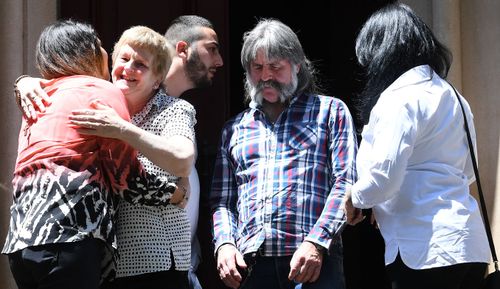 The Family of Irish woman Cathrina Cahill outside NSW Supreme Court in Sydney for the hearing.