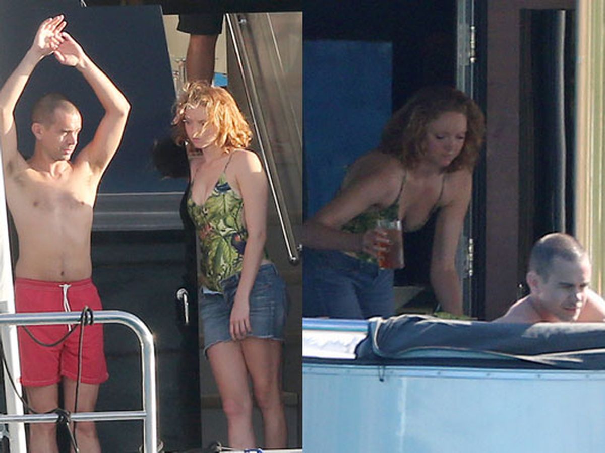 British model Lily Cole and Twitter founder Jack Dorsey snuggle up in St.  Barth's