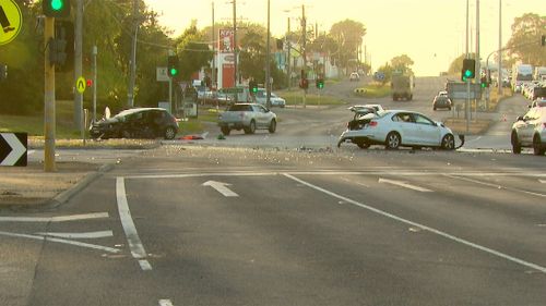 The cars collided at the intersection of Springvale Road and the Princes Highway.