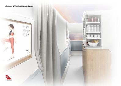 qantas new wellbeing zones in A350 for ulte-long haul flights