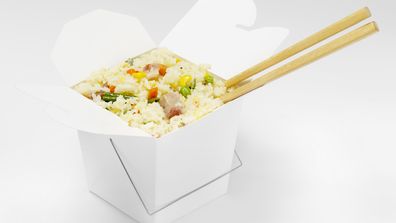 Chinese Fried Rice in Take Out Container -Photographed on Hasselblad H1-22mb Camera