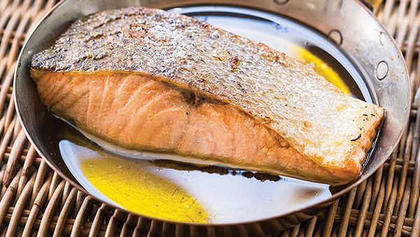 Mary Valle's salmon poached in olive oil