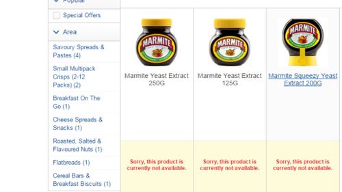 Tesco's online store is still showing no availability for the popular yeast spread. (Tesco)