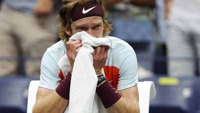 Rublev cries after losing serve