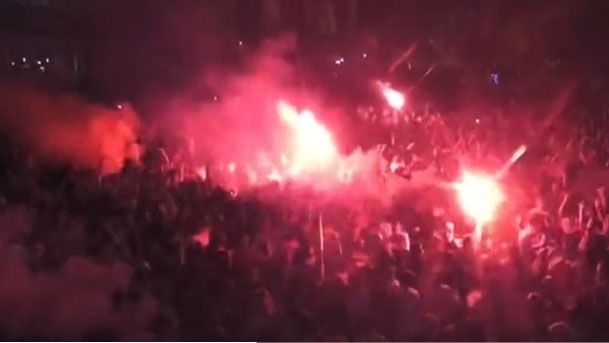 Fed Square ignites after the Socceroos&#x27; win over Tunisia.