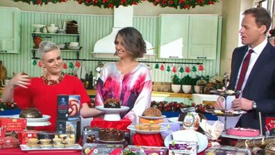 Jane de Graaff, Brooke Boney and Tom Steinfort talk Christmas pudding on Today Show