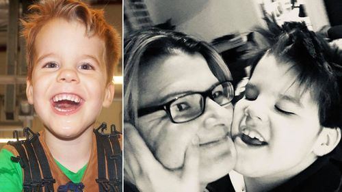 Archer Johnson, who has just started taking cannabis oil for his epilepsy, and with his mother Lisa (right).