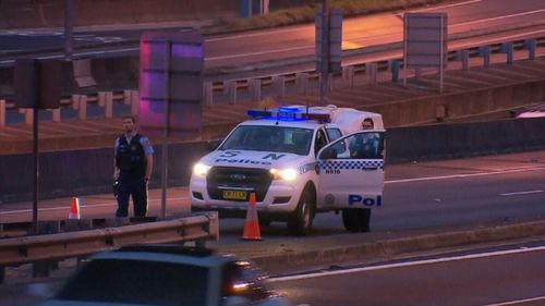 Part of the Sydney Harbour Bridge is closed after a man was found injured on the road. Picture: 9NEWS