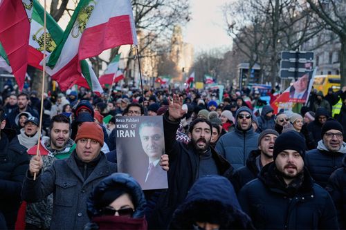 Protesters participate in a demonstration in Berlin, in support of Iran protests