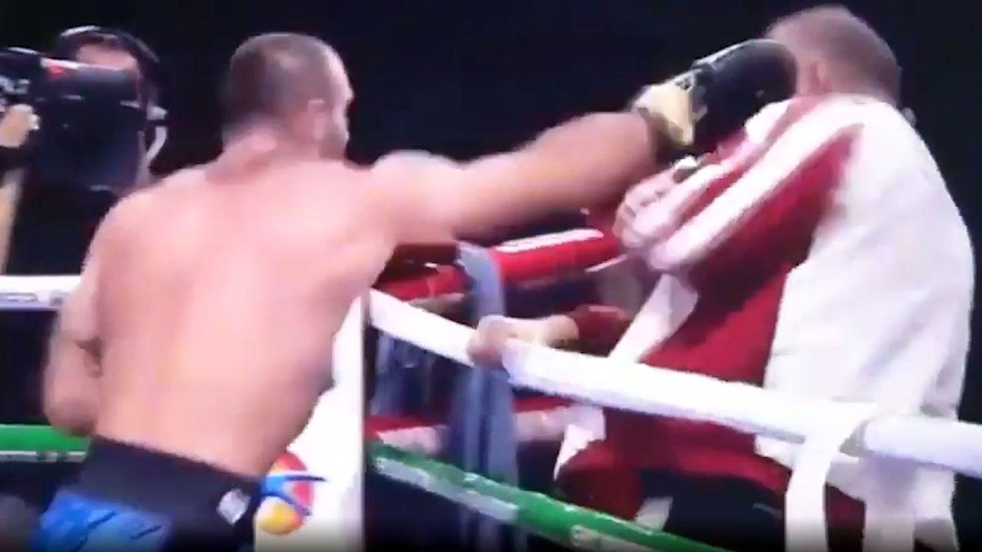 Maddening scenes precede Hughie Fury fight as boxer Levan Shonia attacks own corner